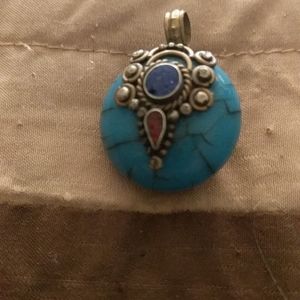 Coral and Lapis Lazuli Pendant